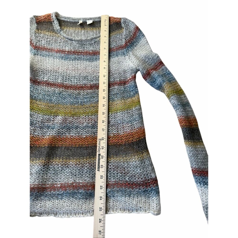 Anthropologie MOTH Sweater Crewneck Raya Striped Open Knit Wool Mohair size Medi - Picture 7 of 7
